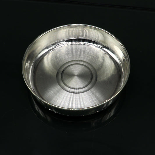 999 fine silver handmade solid plate/ tray, best gifting baby set for baby food, silver utensils, silver articles, puja utensils sv117 - TRIBAL ORNAMENTS