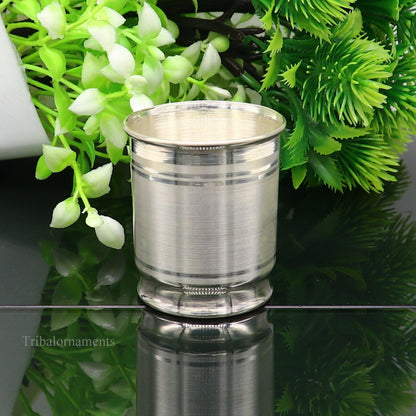 999 fine silver handmade vessel, water/milk Glass tumbler, silver flask, baby kids silver utensils stay healthy water milk cup sv228 - TRIBAL ORNAMENTS