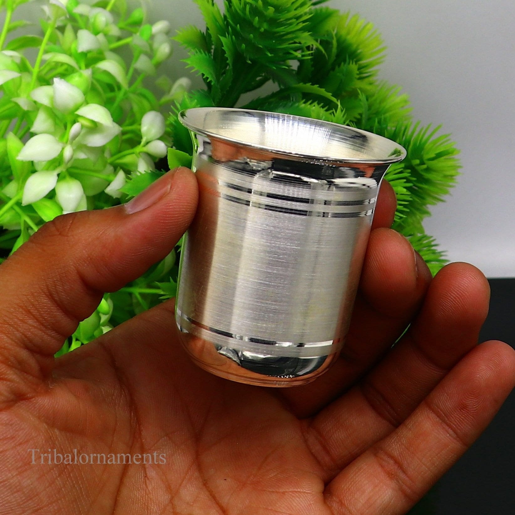 999 fine silver handmade vessel, water/milk Glass tumbler, silver flask, baby kids silver utensils stay healthy water milk cup sv229 - TRIBAL ORNAMENTS