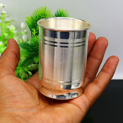 999 fine silver handmade vessels, water/milk Glass tumbler, silver flask, baby kids silver utensils stay healthy water milk glass sv227 - TRIBAL ORNAMENTS