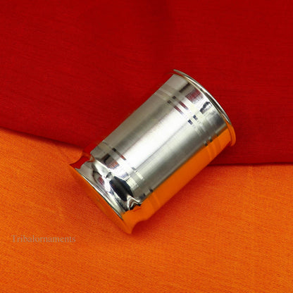 999 fine silver handmade vessels, water/milk Glass tumbler, silver flask, baby kids silver utensils stay healthy water milk glass sv227 - TRIBAL ORNAMENTS