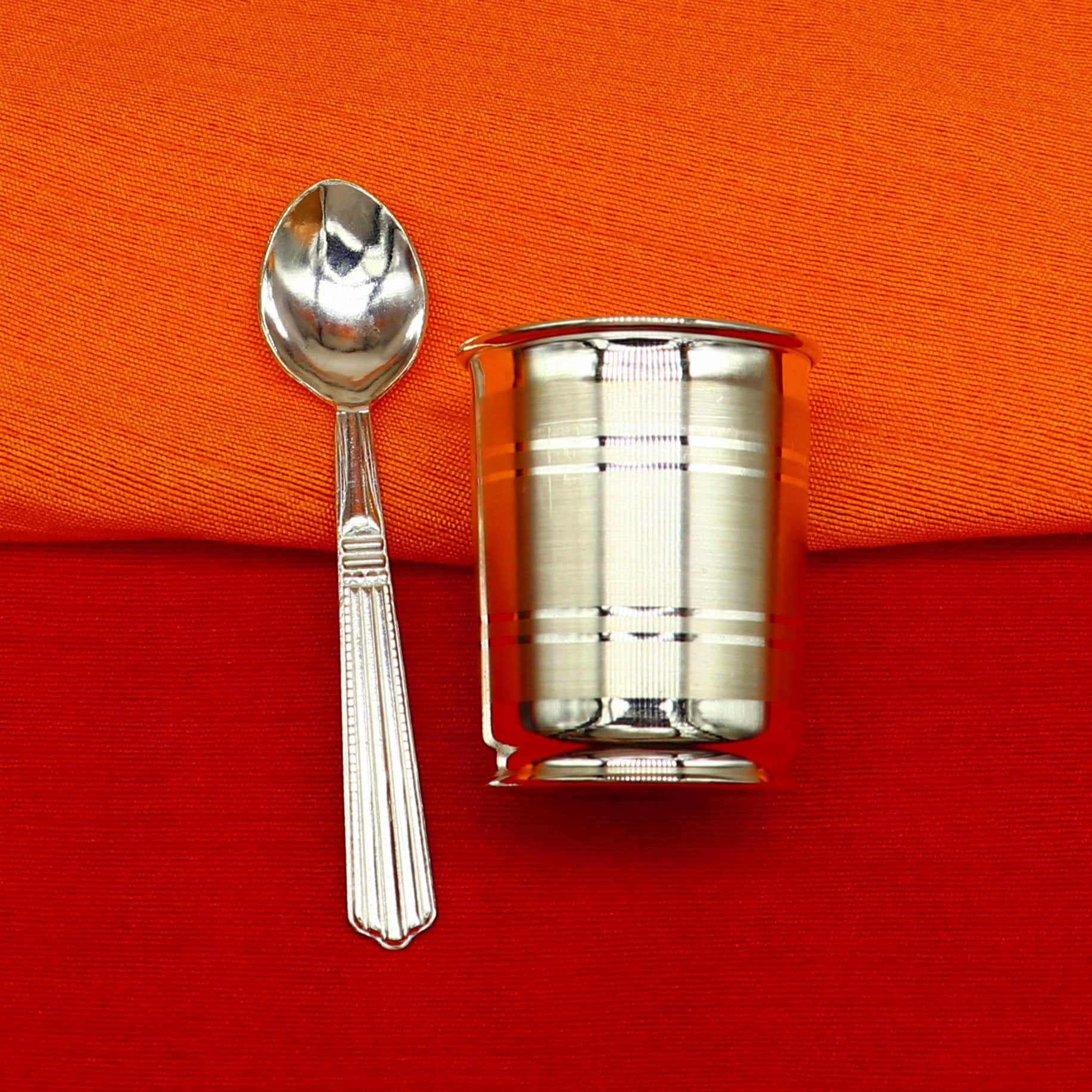 999 fine silver handmade water/milk Glass tumbler, silver flask, baby kids silver small cup utensils stay healthy from bacteria sv195 - TRIBAL ORNAMENTS