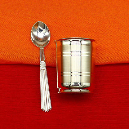 999 fine silver handmade water/milk Glass tumbler, silver flask, baby kids silver small cup utensils stay healthy from bacteria sv195 - TRIBAL ORNAMENTS