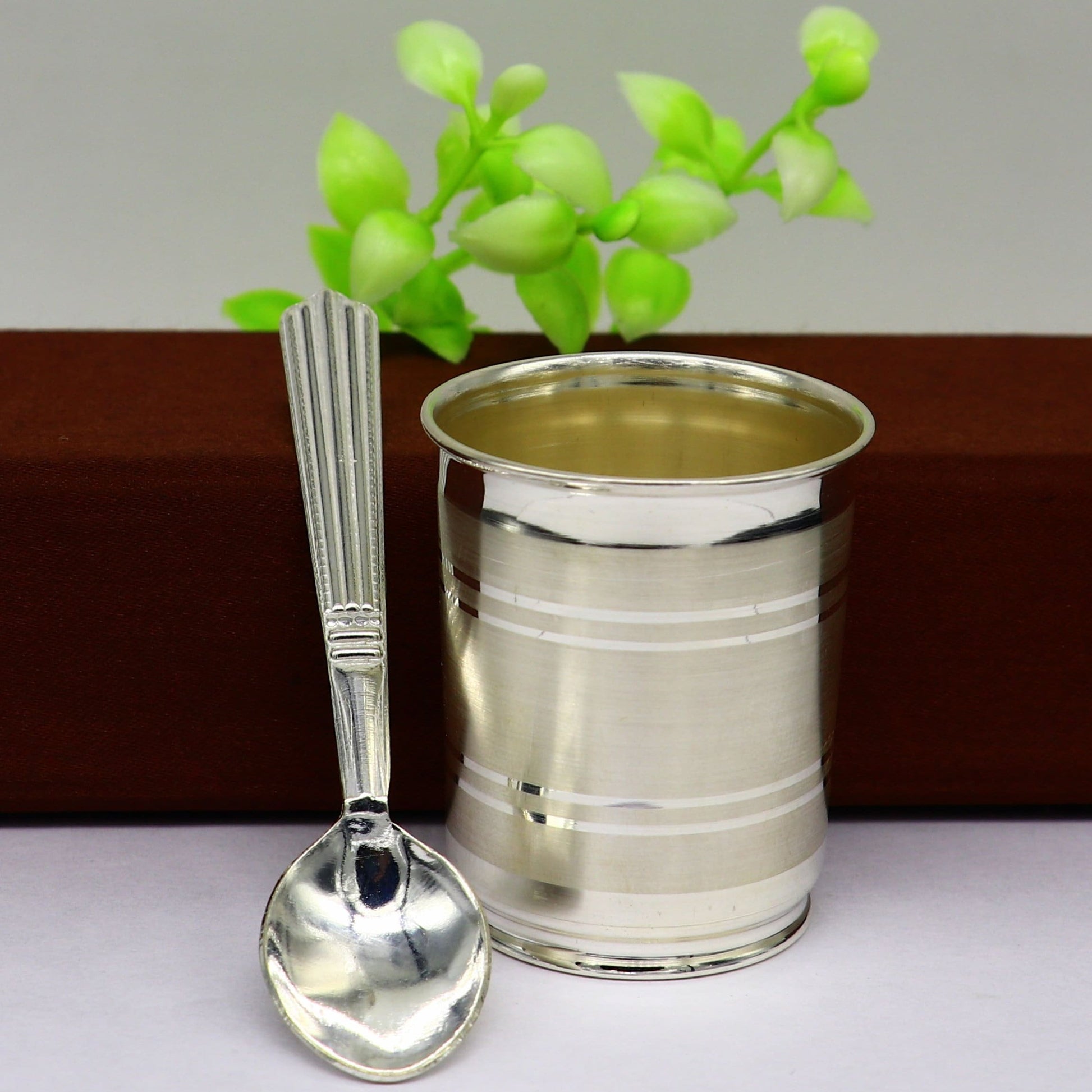999 fine silver handmade water/milk Glass tumbler, silver flask, baby kids silver small cup utensils stay healthy from bacteria sv195 - TRIBAL ORNAMENTS