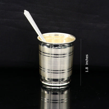 999 fine silver handmade water/milk Glass tumbler, silver flask, baby kids silver small cup utensils stay healthy from bacteria sv195 - TRIBAL ORNAMENTS