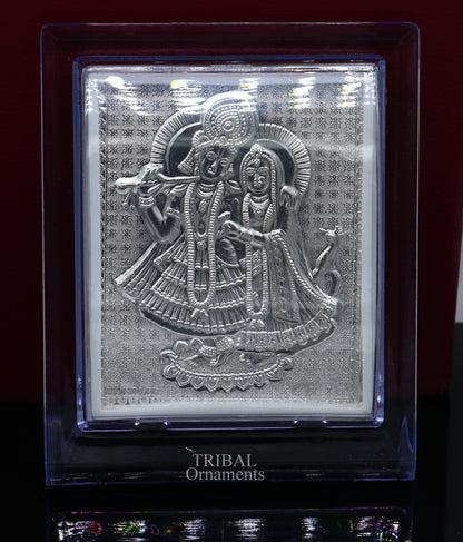 999 fine silver Lord Krishna and Radha frame, best light weight gifting puja article from india su747 - TRIBAL ORNAMENTS