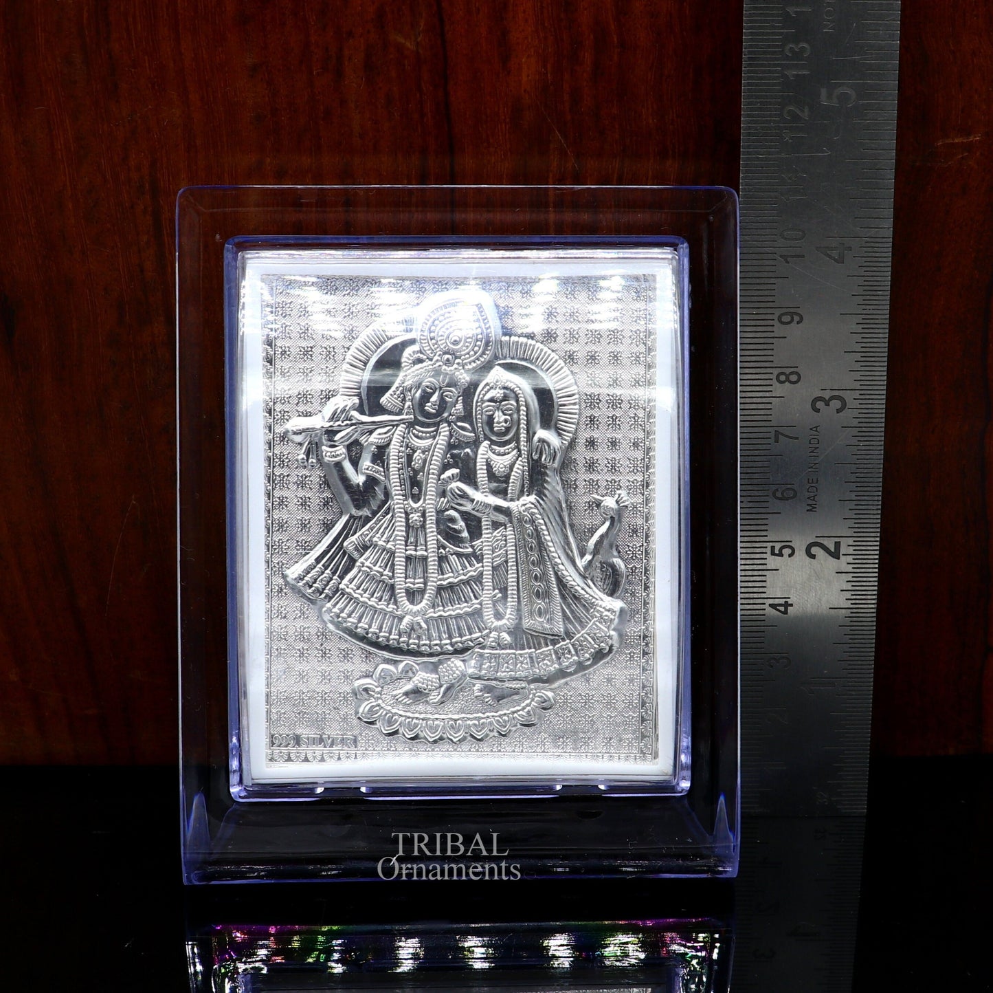 999 fine silver Lord Krishna and Radha frame, best light weight gifting puja article from india su747 - TRIBAL ORNAMENTS