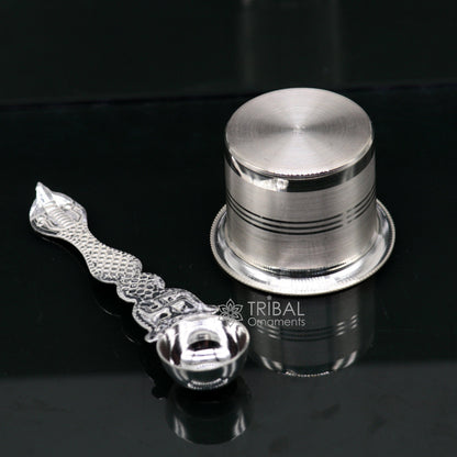 999 fine silver Panchamrit bowl for kids milk serving, traditional silver utensil for home and temple puja, by Tribal Ornaments