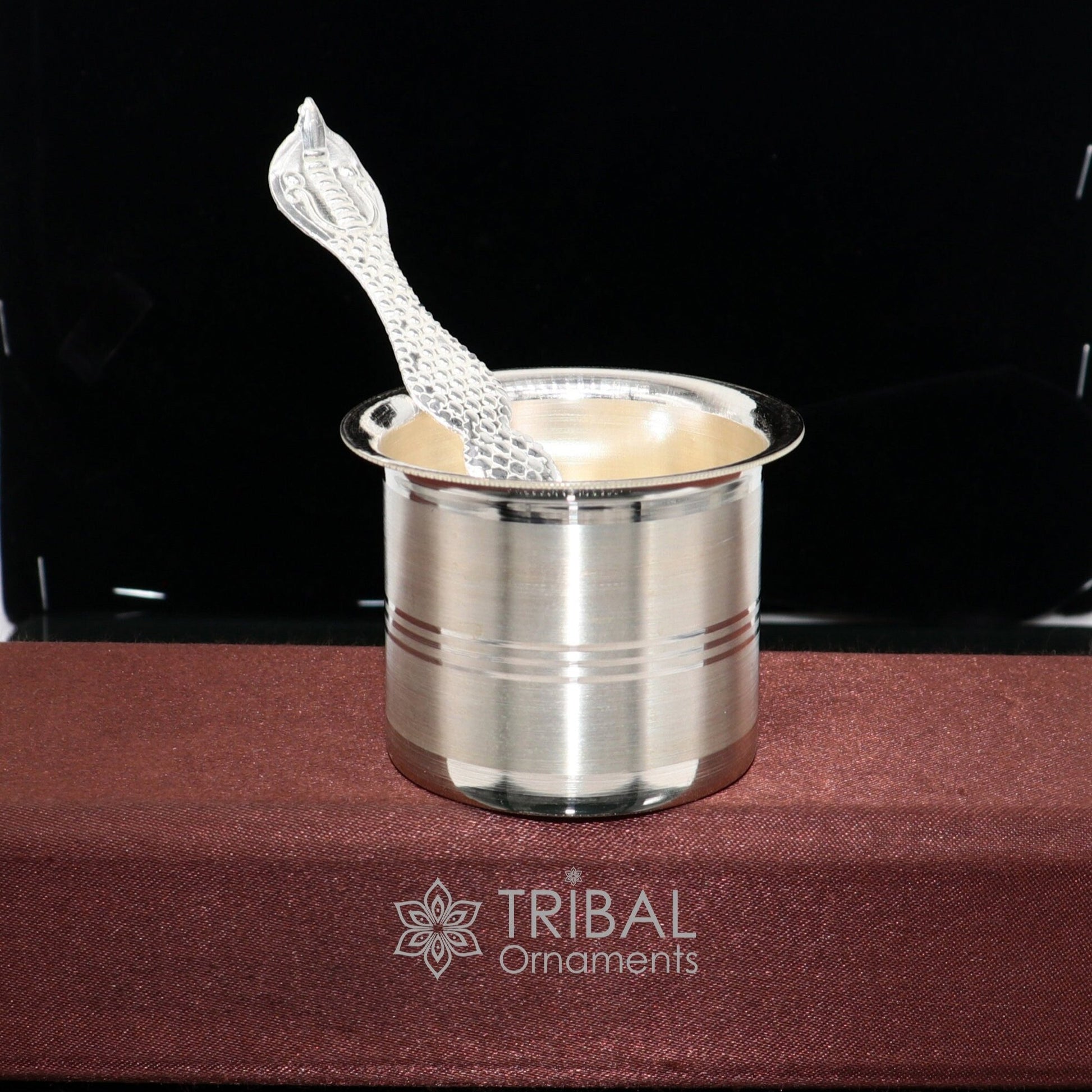 999 fine silver Panchmrit bowl for serving milk, traditional Indian silver utensil for home and temple puja accessories.
