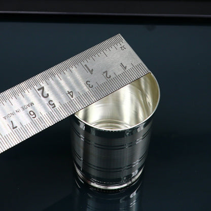 999 fine silver water milk glass, bowl, tumbler, spoon, and utensils by Tribal Ornaments, silver baby food utensils and silver article SV198.