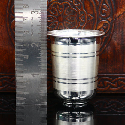 Tribal Ornaments 999 fine silver water milk glass, bowl, tumbler, spoon, and baby utensil set for serving food and beverages.