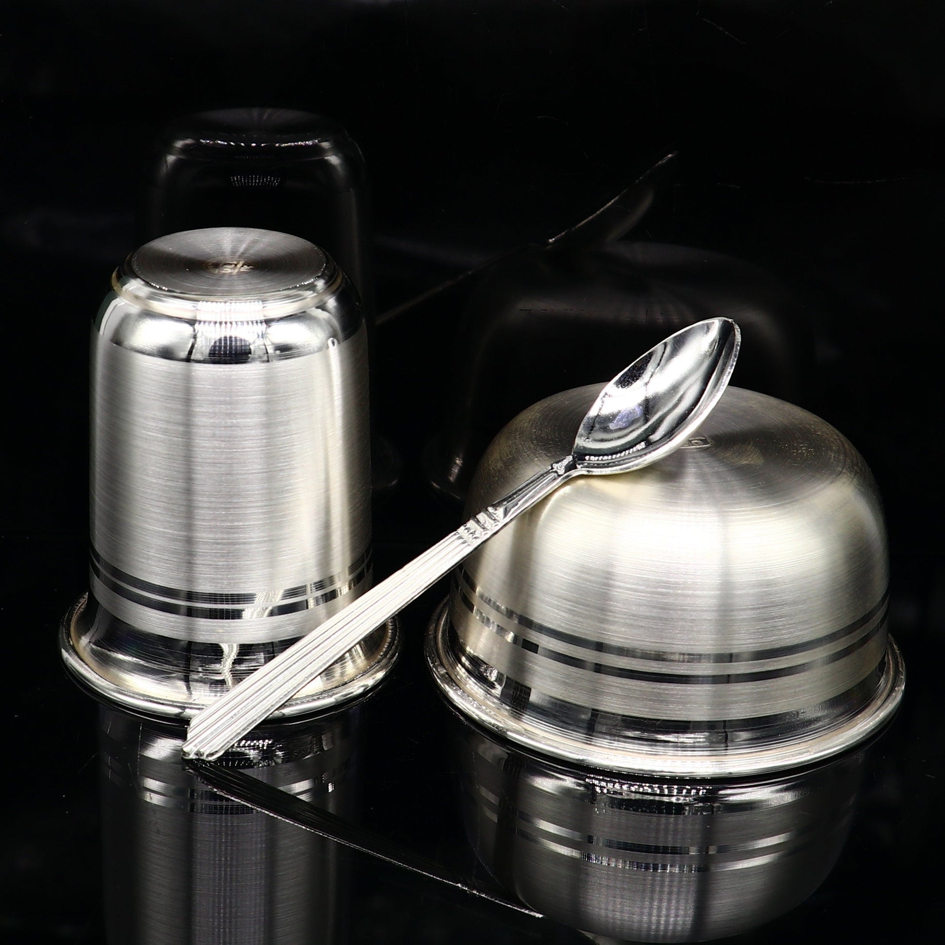 999 fine silver water milk glass and bowl, silver tumbler silver spoon, silver utensils, silver baby set serving food utensils sv200 - TRIBAL ORNAMENTS