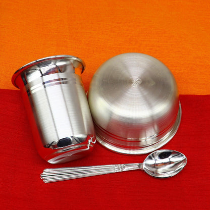 999 fine silver water milk glass and bowl, silver tumbler silver spoon, silver utensils, silver baby set serving food utensils sv200 - TRIBAL ORNAMENTS