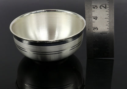 Solid silver handmade bowl from TRIBAL ORNAMENTS, a pure silver vessel ideal for baby gifts, puja, and silver utensils in India.