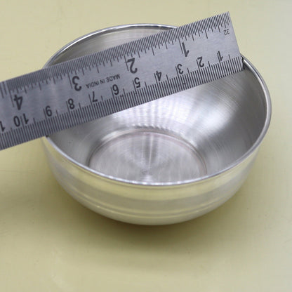 999 fine solid silver handmade bowl tray for baby food, pure silver vessel, silver utensils, home and kitchen accessories india sv93 - TRIBAL ORNAMENTS