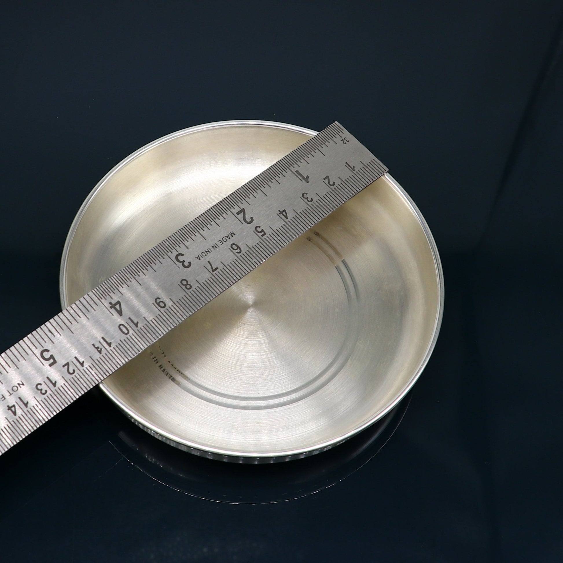 999  fine solid silver handmade tray/ plate for baby food serving, silver vessels, silver utensils,best new born baby gift  india sv212 - TRIBAL ORNAMENTS