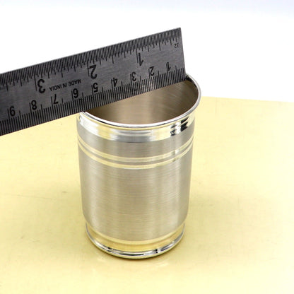 999 fine solid silver handmade water glass or milk tumbler, best baby set, excellent baby gifting utensils, silver healthy article sv122 - TRIBAL ORNAMENTS