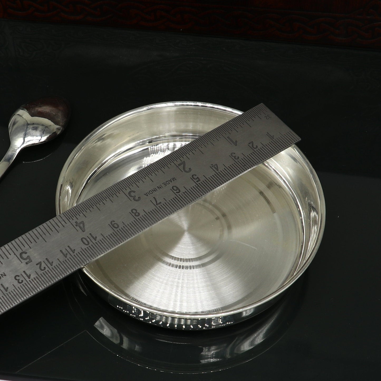 999 fine solid silver Tray or plate, silver vessel, silver baby utensils set, silver puja article, gifting utensils from india sv113 - TRIBAL ORNAMENTS