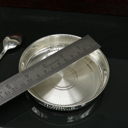 999 fine solid silver Tray or plate, silver vessel, silver baby utensils set, silver puja article, gifting utensils from india sv113 - TRIBAL ORNAMENTS