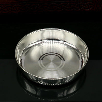 999 fine solid silver Tray or plate, silver vessel, silver baby utensils set, silver puja article, gifting utensils from india sv113 - TRIBAL ORNAMENTS