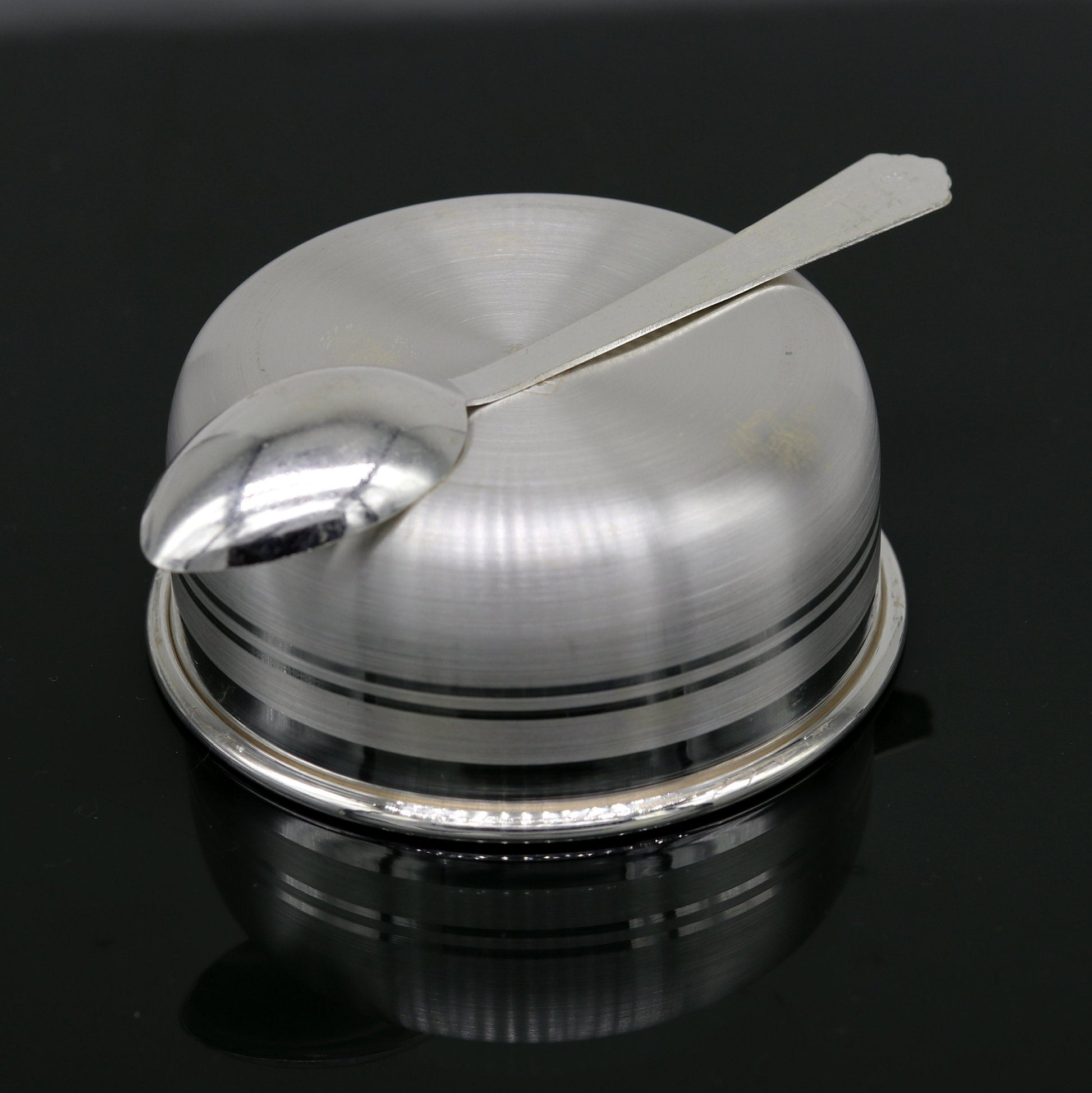 999 pure fine silver handmade silver bowl and spoon set, silver has antibacterial properties,stay baby/kids healthy, silver vessels sv42 - TRIBAL ORNAMENTS