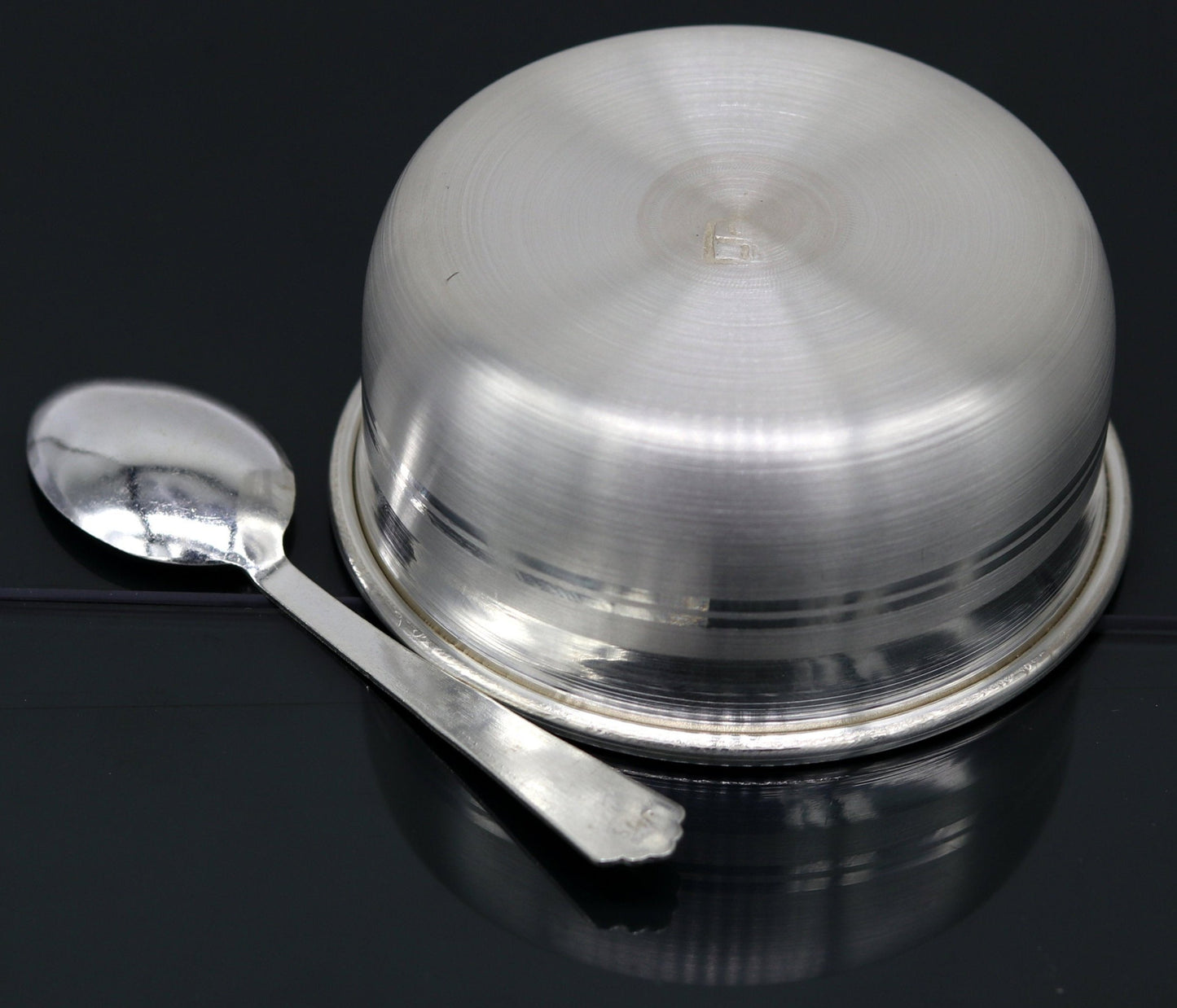 999 pure fine silver handmade silver bowl and spoon set, silver utensils silver art, tray stay baby/kids healthy, silver vessels sv75 - TRIBAL ORNAMENTS