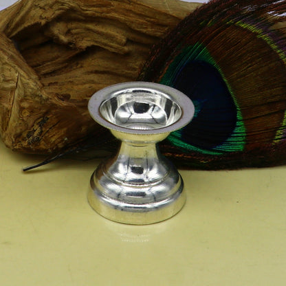 999 pure silver handmade elegant oil lamp, silver home temple utensils, silver diya, deepak, silver vessels, silver art decorative art su082 - TRIBAL ORNAMENTS
