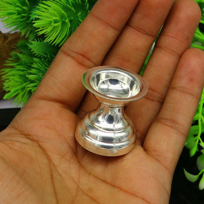 999 pure silver handmade elegant oil lamp, silver home temple utensils, silver diya, deepak, silver vessels, silver art decorative art su082 - TRIBAL ORNAMENTS