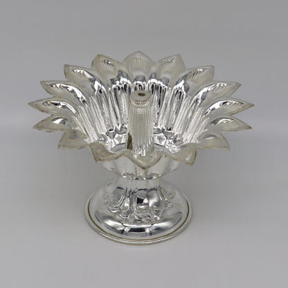 999 pure silver handmade elegant oil lamp, silver home temple utensils, silver diya, deepak, silver vessels, silver art decorative art su172 - TRIBAL ORNAMENTS