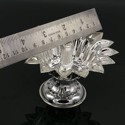 999 pure silver handmade elegant oil lamp, silver home temple utensils, silver diya, deepak, silver vessels, silver art decorative art su172 - TRIBAL ORNAMENTS