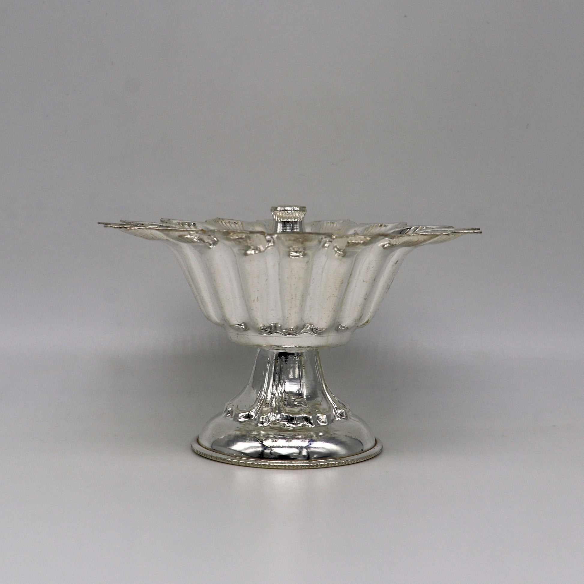 999 pure silver handmade elegant oil lamp, silver home temple utensils, silver diya, deepak, silver vessels, silver art decorative art su172 - TRIBAL ORNAMENTS