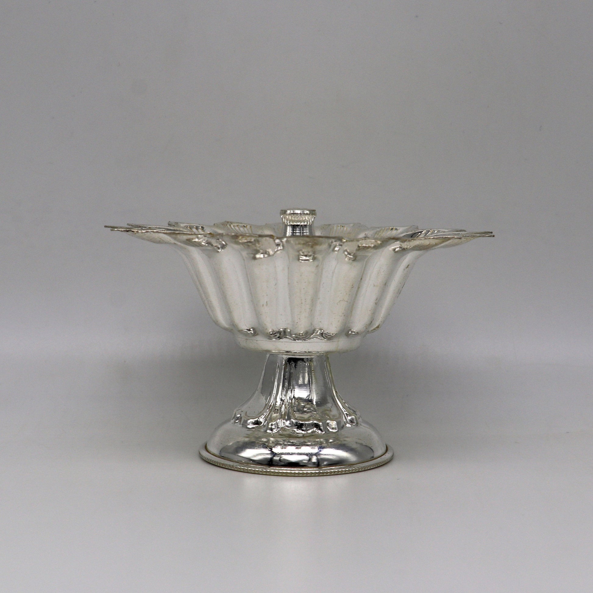 999 pure silver handmade elegant oil lamp, silver home temple utensils, silver diya, deepak, silver vessels, silver art decorative art su173 - TRIBAL ORNAMENTS