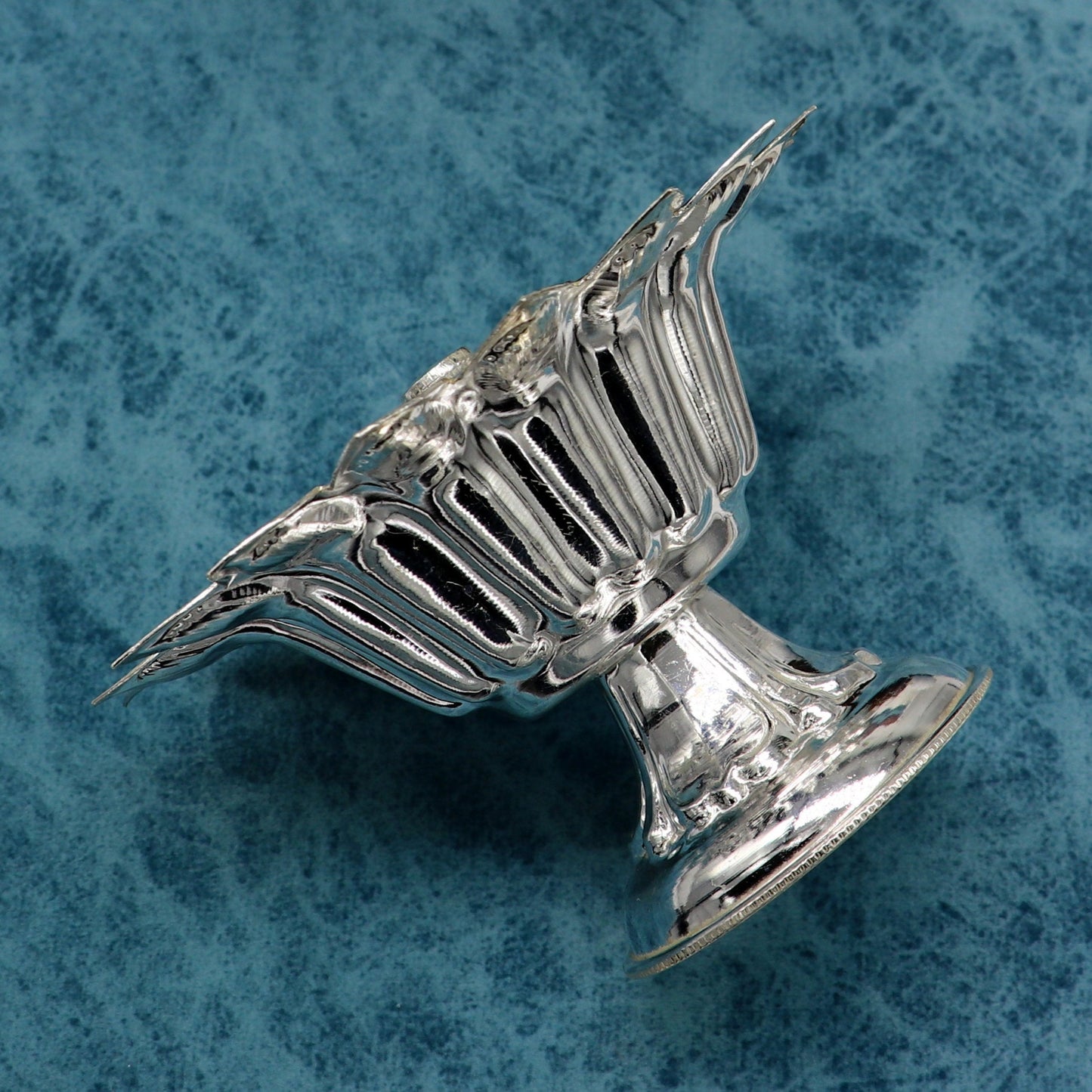 999 pure silver handmade elegant oil lamp, silver home temple utensils, silver diya, deepak, silver vessels, silver art decorative art su173 - TRIBAL ORNAMENTS