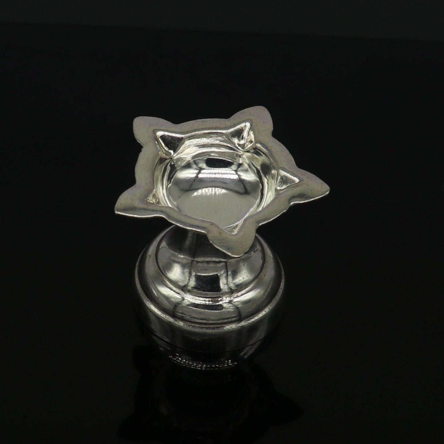 999 pure silver handmade elegant oil lamp, silver home temple utensils, silver diya, deepak, silver vessels, silver puja article nsv85 - TRIBAL ORNAMENTS