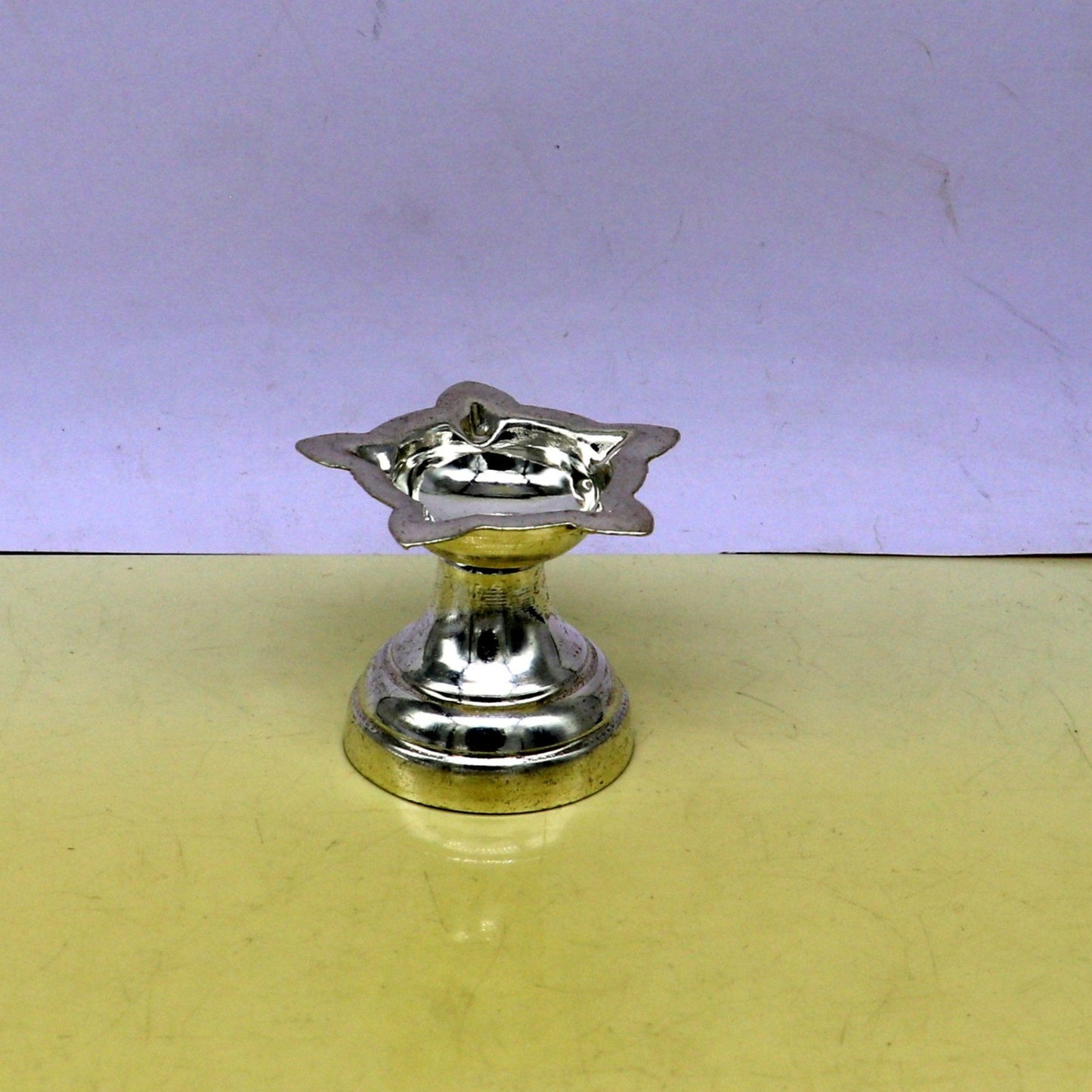 999 pure silver handmade elegant oil lamp, silver home temple utensils, silver diya, deepak, silver vessels, silver puja article nsv85 - TRIBAL ORNAMENTS