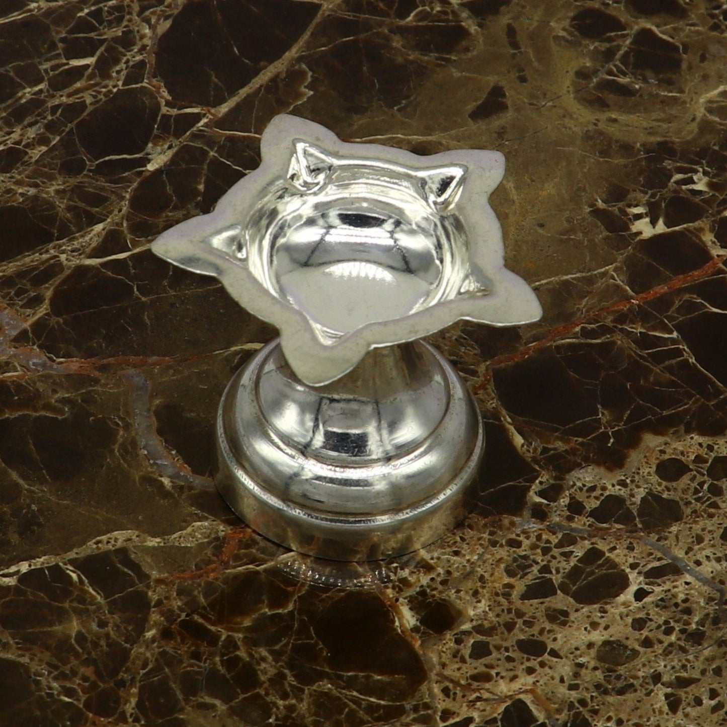 999 pure silver handmade elegant oil lamp, silver home temple utensils, silver diya, deepak, silver vessels, silver puja article nsv85 - TRIBAL ORNAMENTS