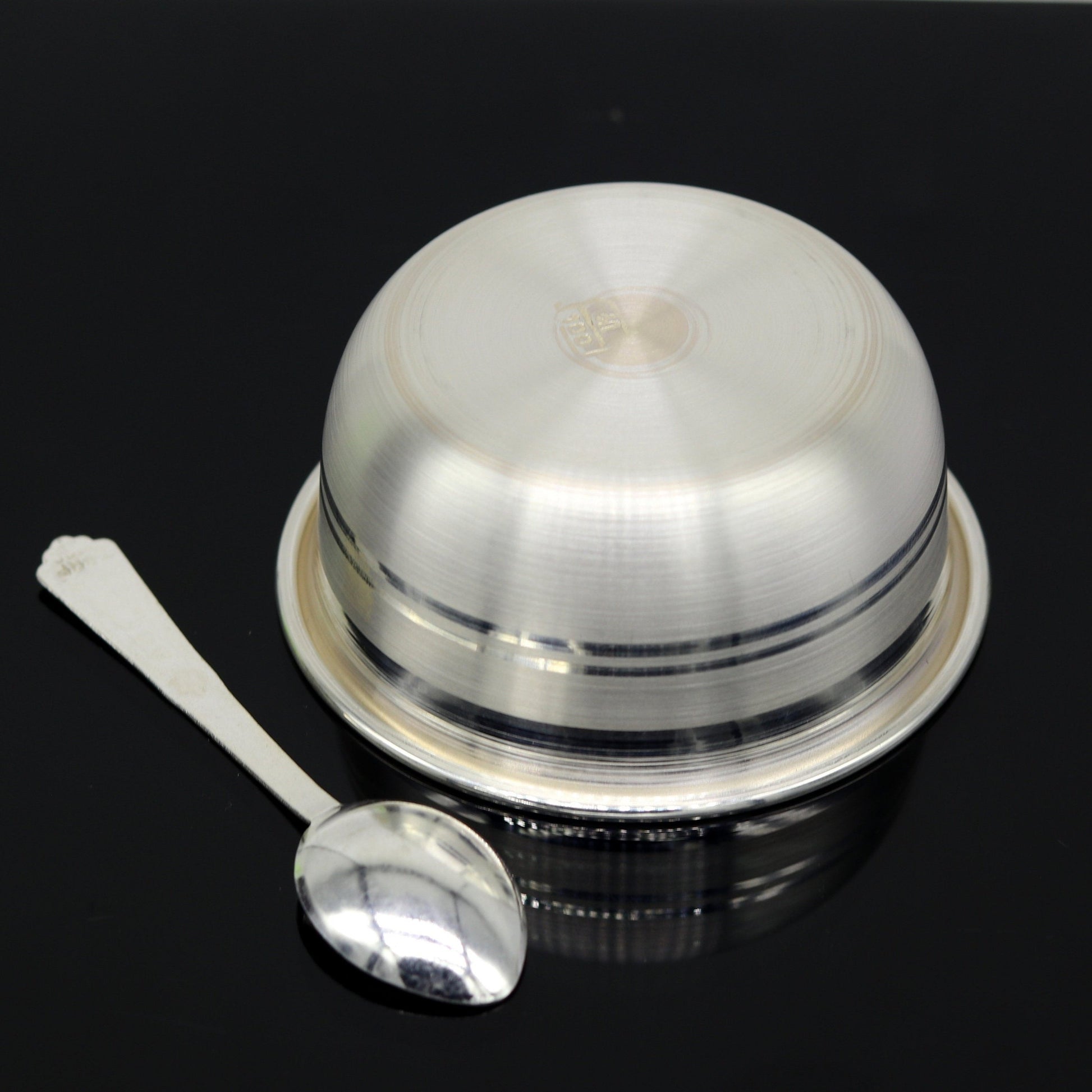 999 pure silver handmade solid bowl and spoon, table serving bowl, silver vessels, food serving utensils, silver kitchen art baby set sv85 - TRIBAL ORNAMENTS