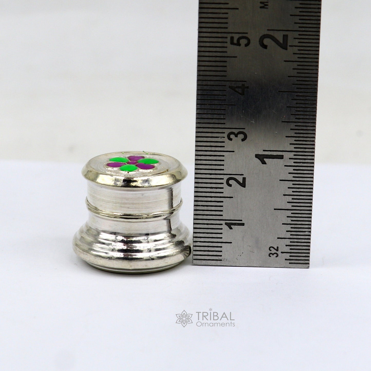 999 pure silver trinket box, kajal box brides round shape box flower design box , container tobacco box, eyeliner Sindur box gifting stb807 - TRIBAL ORNAMENTS