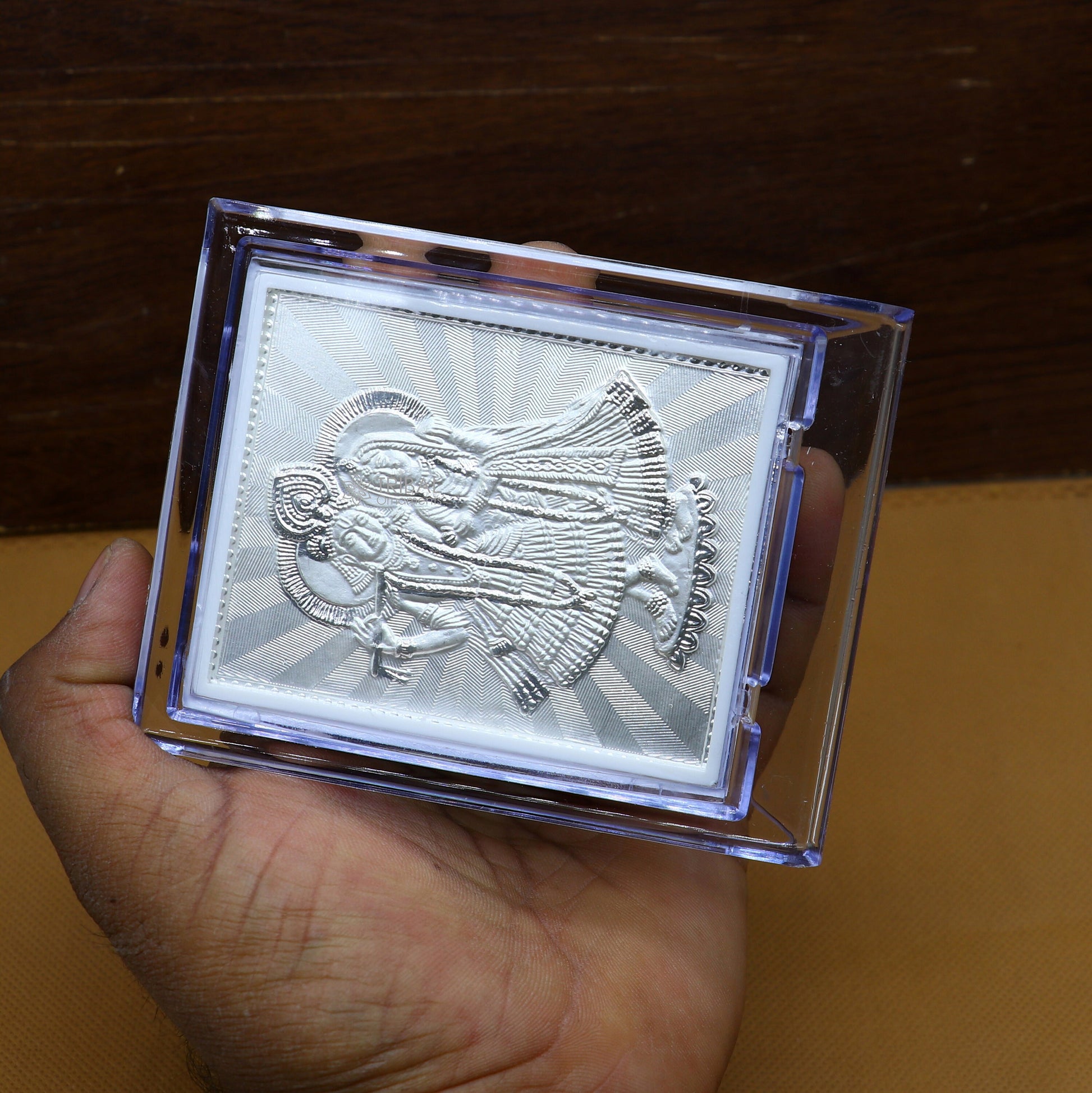 999 pure sterling silver handmade idol Radha Krishna plate covered in plastic frame figurine, silver god frame art766 - TRIBAL ORNAMENTS