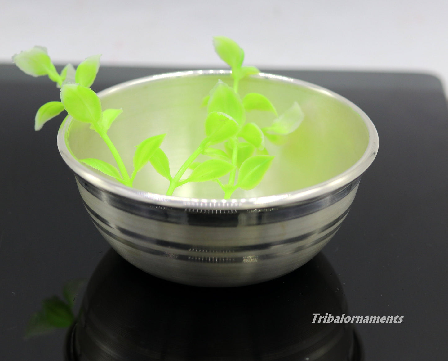 999 pure sterling silver handmade silver bowl and spoon set, silver has antibacterial properties, keep stay healthy, silver vessels sv21 - TRIBAL ORNAMENTS