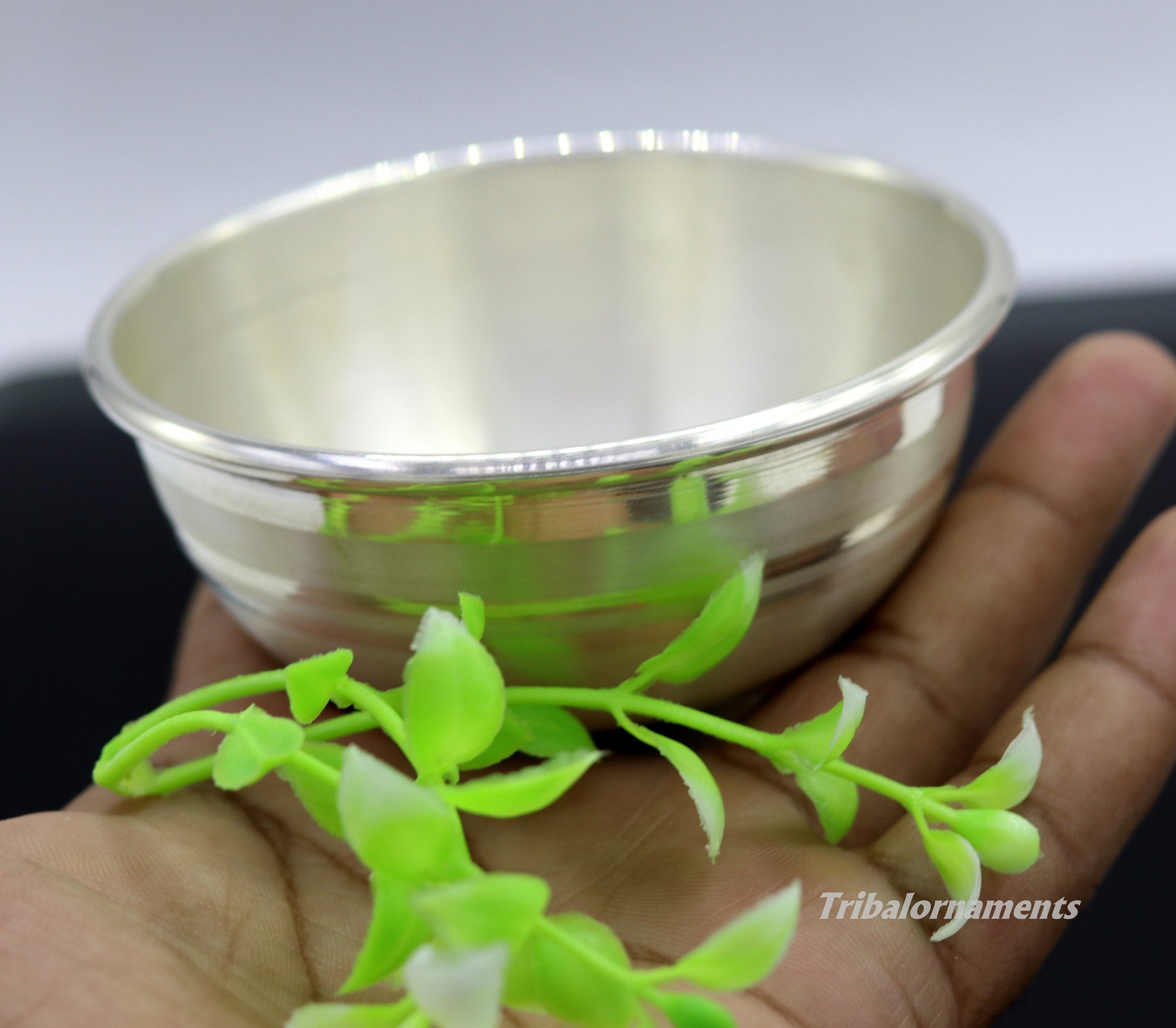 999 pure sterling silver handmade silver bowl and spoon set, silver has antibacterial properties, keep stay healthy, silver vessels sv21 - TRIBAL ORNAMENTS