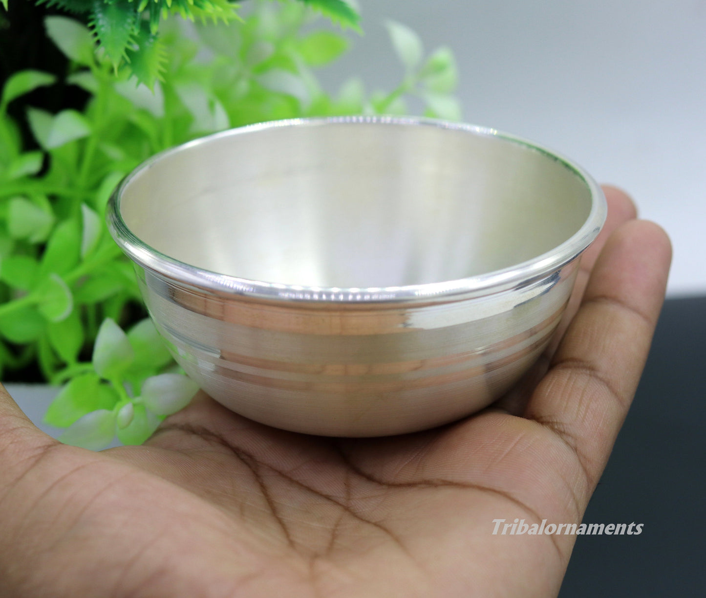 999 pure sterling silver handmade silver bowl and spoon set, silver has antibacterial properties, keep stay healthy, silver vessels sv21 - TRIBAL ORNAMENTS