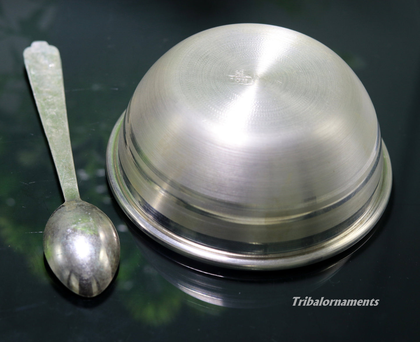 999 pure sterling silver handmade silver bowl and spoon set, silver has antibacterial properties, keep stay healthy, silver vessels sv21 - TRIBAL ORNAMENTS