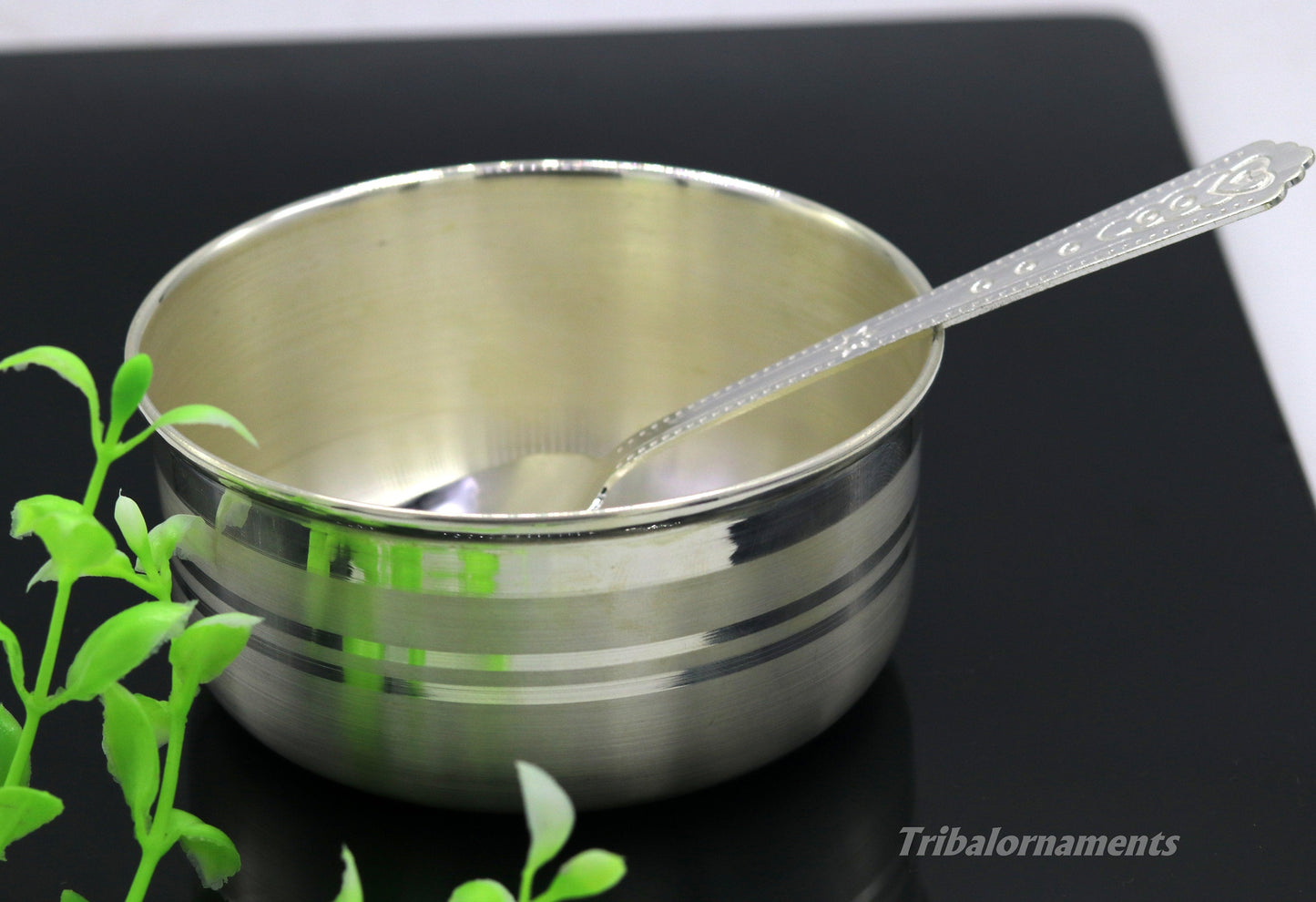 999 pure sterling silver handmade solid silver bowl and spoon, silver has antibacterial properties, keep stay healthy, silver vessels sv22 - TRIBAL ORNAMENTS
