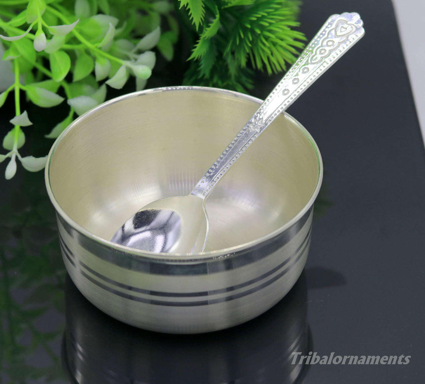 999 pure sterling silver handmade solid silver bowl and spoon, silver has antibacterial properties, keep stay healthy, silver vessels sv22 - TRIBAL ORNAMENTS