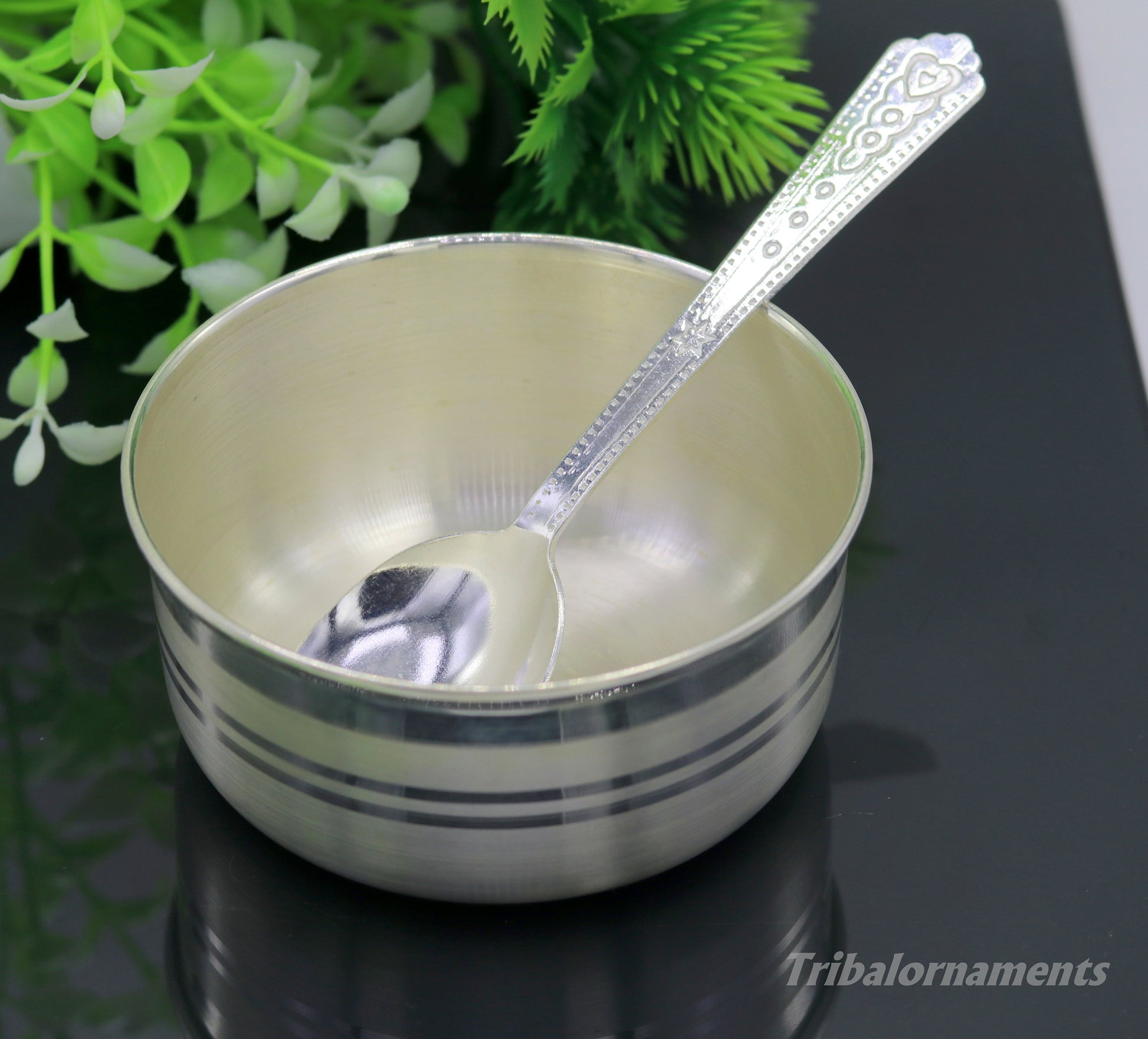 999 pure sterling silver handmade solid silver bowl and spoon, silver has antibacterial properties, keep stay healthy, silver vessels sv22 - TRIBAL ORNAMENTS