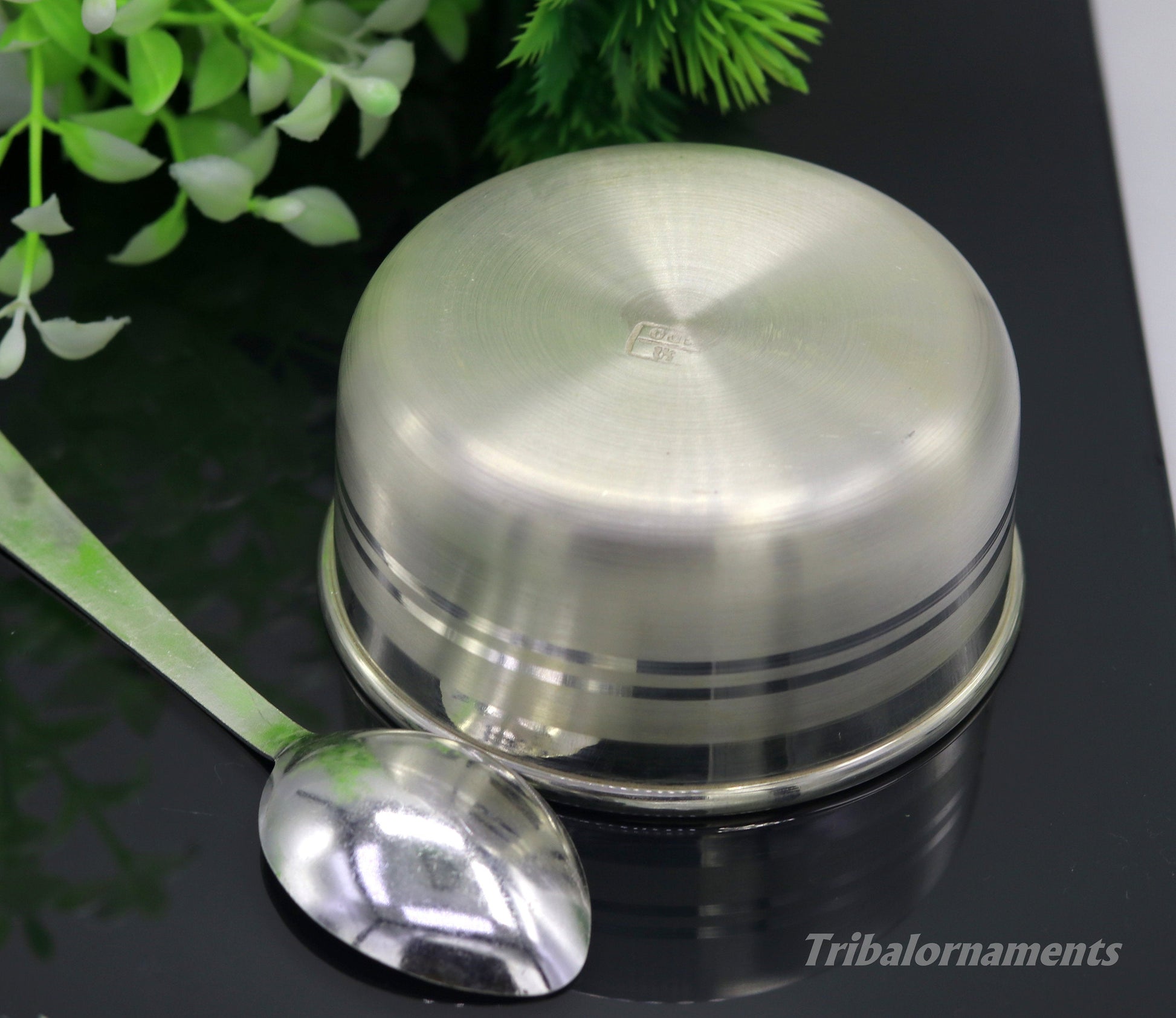999 pure sterling silver handmade solid silver bowl and spoon, silver has antibacterial properties, keep stay healthy, silver vessels sv22 - TRIBAL ORNAMENTS