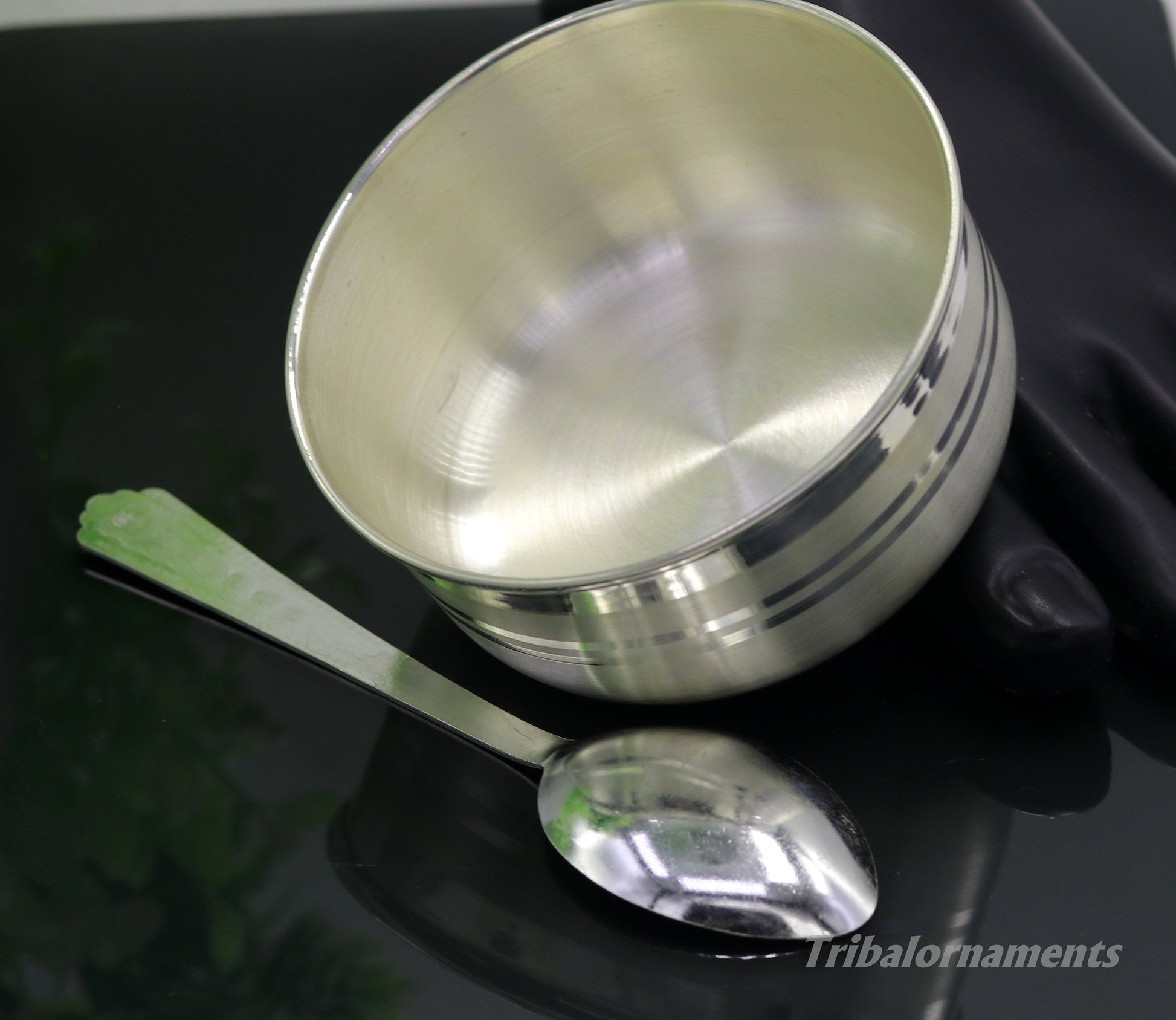 999 pure sterling silver handmade solid silver bowl and spoon, silver has antibacterial properties, keep stay healthy, silver vessels sv22 - TRIBAL ORNAMENTS