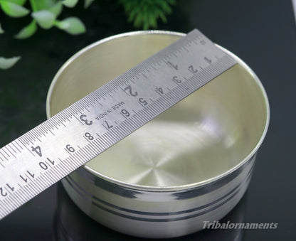 999 pure sterling silver handmade solid silver bowl and spoon, silver has antibacterial properties, keep stay healthy, silver vessels sv22 - TRIBAL ORNAMENTS