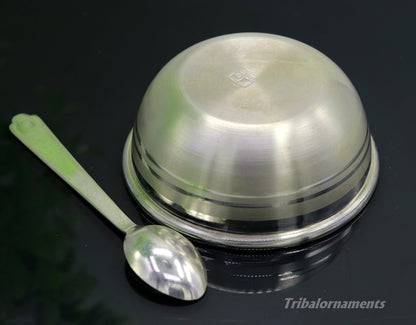999 pure sterling silver handmade solid silver bowl and spoon, silver has antibacterial properties, keep stay healthy, silver vessels sv24 - TRIBAL ORNAMENTS
